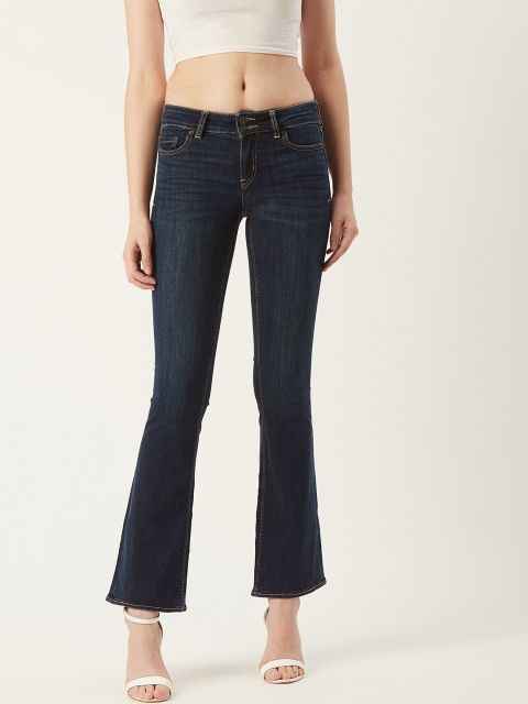 

AMERICAN EAGLE OUTFITTERS Women Navy Blue Flared Low-Rise Clean Look Stretchable Jeans