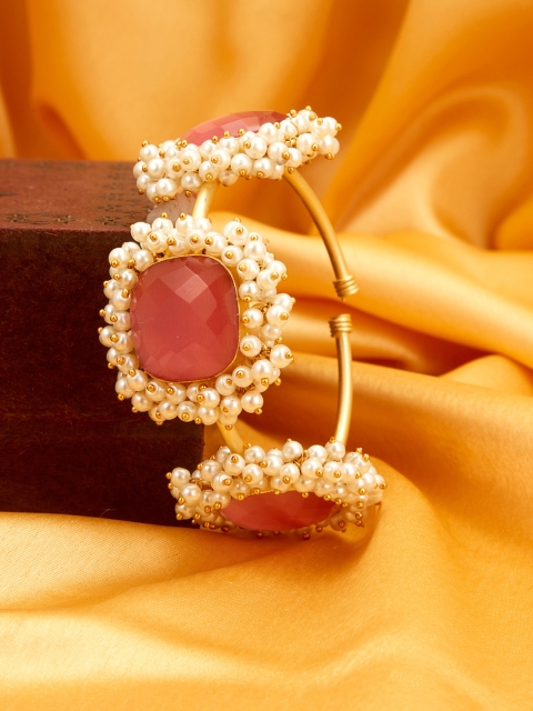 

Peora Women Pink & Gold-Toned Pearl Kada Bracelet