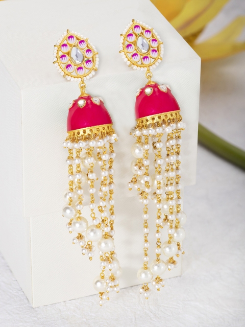 

Peora Pink & Gold-Plated Dome Shaped Jhumkas