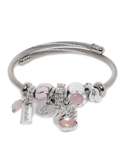 

Peora Pink Silver-Plated Adjustable Charm Bracelet