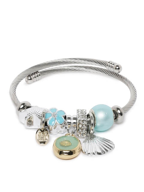 

Peora Green & Silver-Toned Sea Shells Charm Adjustable Bracelet