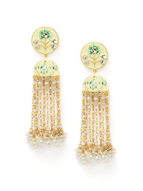 

Peora Yellow Dome Shaped Jhumkas
