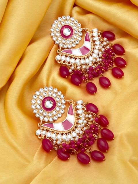 

Peora Pink & Gold-Plated Contemporary Drop Earrings