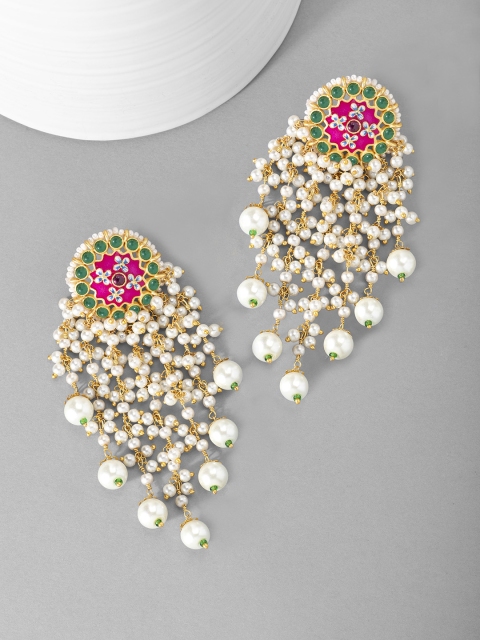 

Peora Pink & Gold-Plated Contemporary Drop Earrings