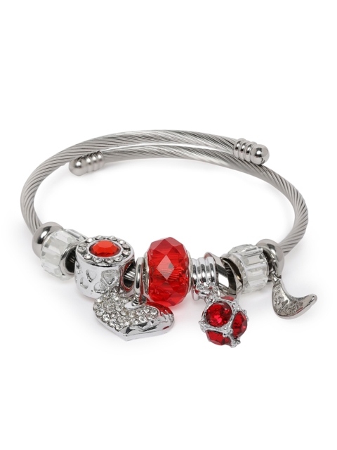 

Peora Red & Silver-Plated Charm Bracelet