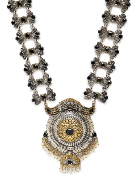 

Peora Silver Plated & Black Oxidised Afghani Tribal Necklace