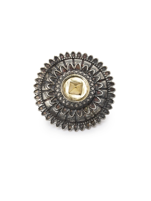 

Peora Oxidised Tribal Silver-Plated Adjustable Finger Ring