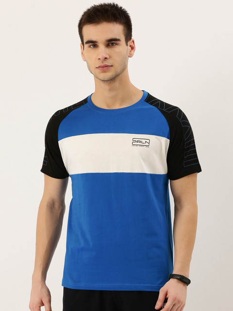 

Proline Active Men Blue & White Colourblocked Round Neck T-shirt