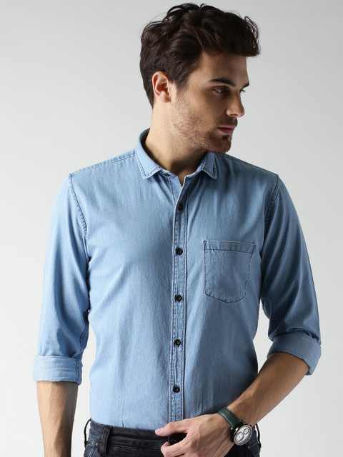 

Mast & Harbour Light Blue Casual Denim Shirt