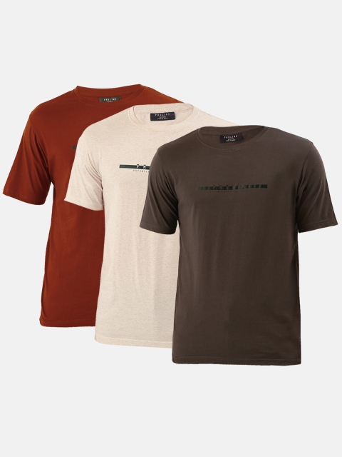 

Proline Active Men Pack Of 3 Solid Round Neck Pure Cotton T-shirt, Rust