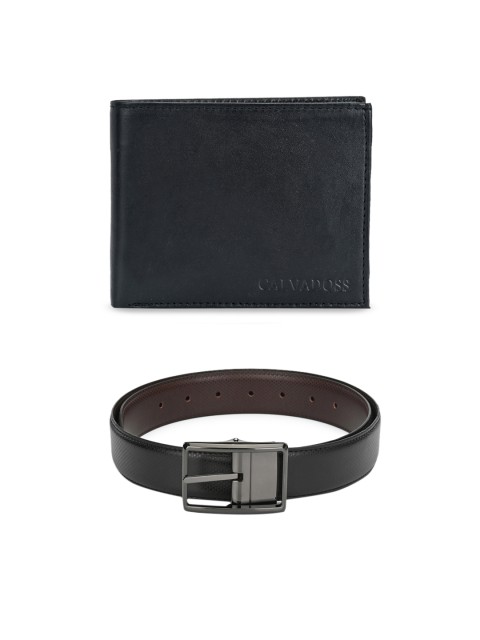 

Calvadoss Men Black & Brown Premium Belt and Wallet Accessory Gift Set