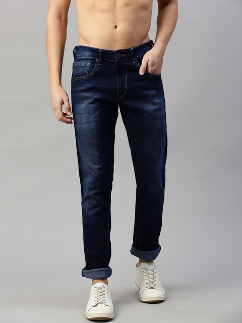 

HERE&NOW Men Navy Blue Regular Fit Mid-Rise Clean Look Stretchable Jeans
