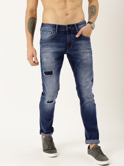 

Moda Rapido Men Blue Regular Fit Mid-Rise Low Distress Stretchable Jeans
