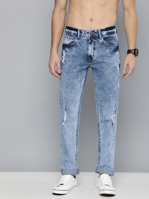 

HERE&NOW Men Blue Regular Fit Mid-Rise Mildly Distressed Stretchable Jeans