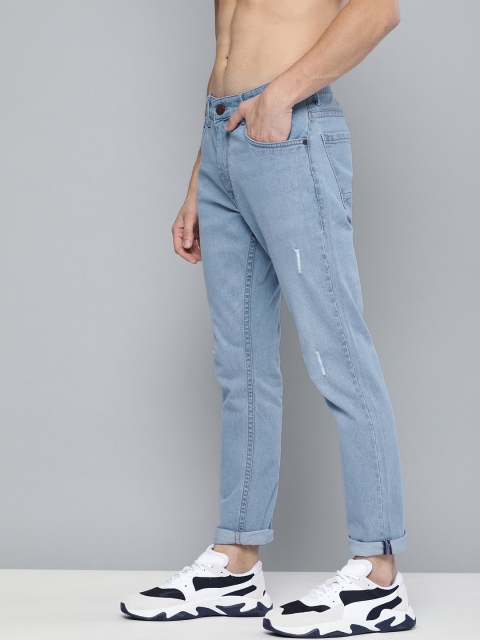 

HERE&NOW Men Blue Regular Fit Mid-Rise Low Distress Stretchable Jeans
