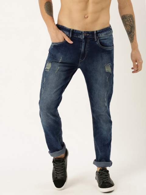 

Moda Rapido Men Blue Regular Fit Mid-Rise Low Distress Stretchable Jeans