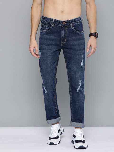 

HERE&NOW Men Blue Slim Fit Mid-Rise Low Distress Stretchable Jeans