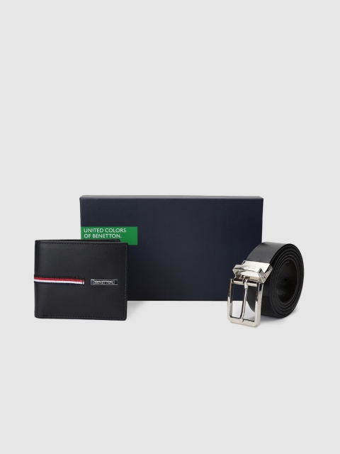 

United Colors of Benetton Men Belt And Wallet Accessory Gift Set, Black