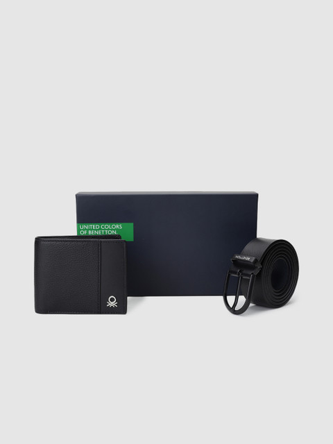 

United Colors of Benetton Men Belt And Wallet Accessory Gift Set, Black