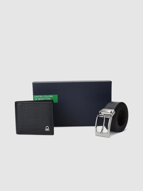 

United Colors of Benetton Men Belt And Wallet Accessory Gift Set, Black