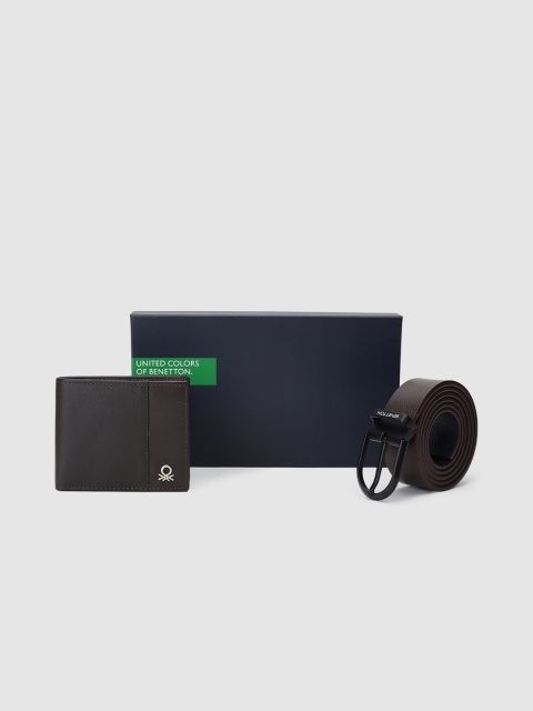 

United Colors of Benetton Men Belt And Wallet Accessory Gift Set, Brown