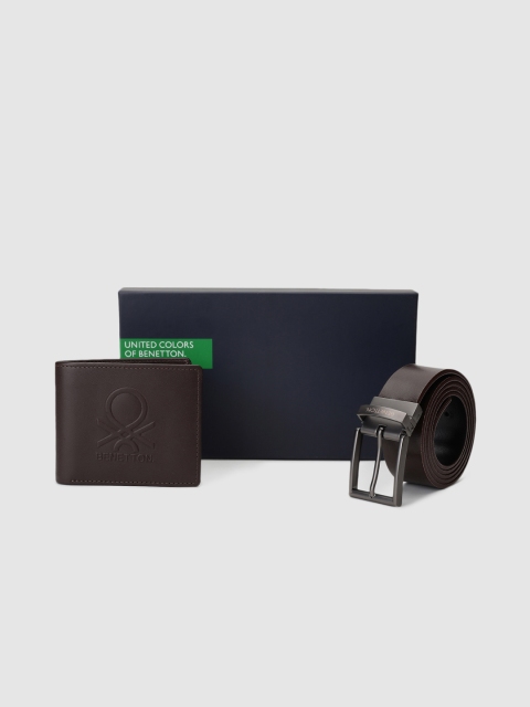 

United Colors of Benetton Men Belt And Wallet Accessory Gift Set, Brown