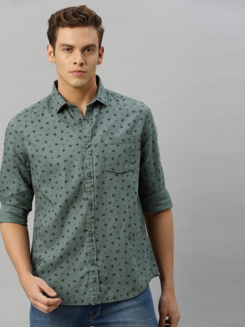 

HERE&NOW Men Grey & Red Slim Fit Printed Casual Shirt