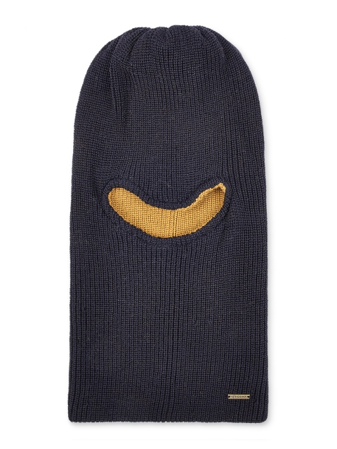 

Kosha Men Navy Blue & Yellow Self Design Monkey Beanie Cap