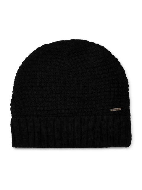 

Kosha Men Black Self Design Merino Wool Beanie