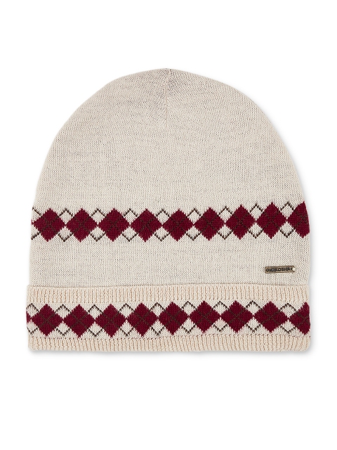 

Kosha Men Beige & Maroon Merino Wool Self Design Beanie