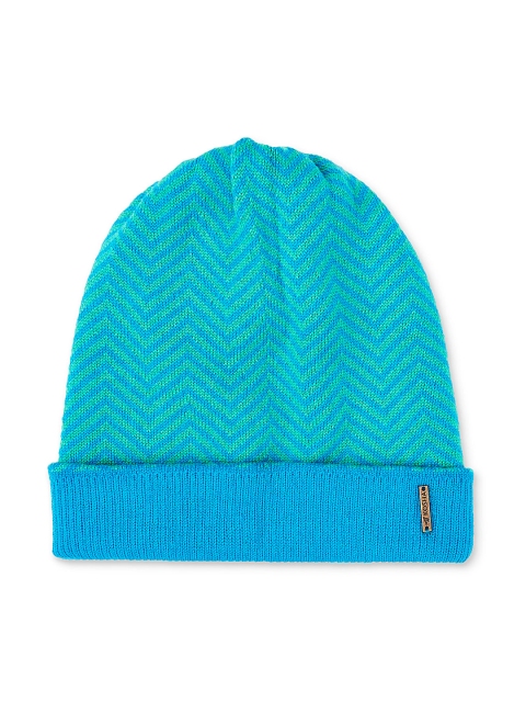 

Kosha Men Turquoise Blue & Sea Green Self Design Reversible Beanie