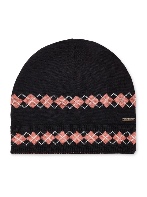 

Kosha Men Black & Pink Self Design Beanie