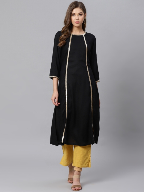 

Kiaasa Women Black Solid A-Line Kurta