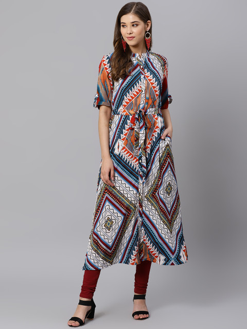 

Kiaasa Women Multicoloured Printed A-Line Kurta, Multi