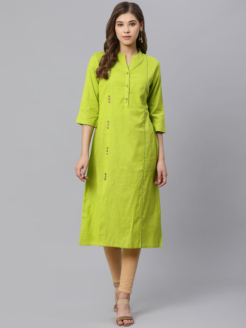 

Kiaasa Women Green Solid Straight Kurta