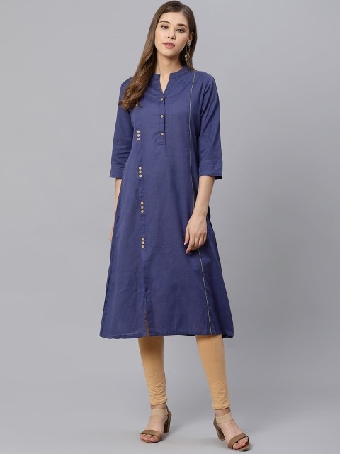 

Kiaasa Women Navy Blue Solid A-Line Kurta