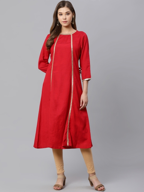 

Kiaasa Women Red Solid A-Line Kurta