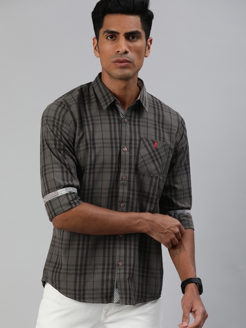 

Zalza Men Grey & Black Regular Fit Checked Casual Shirt