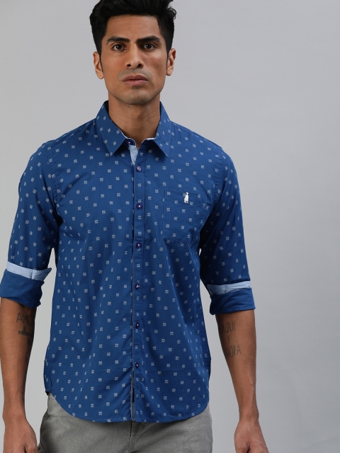 

Zalza Men Blue & White Regular Fit Printed Casual Shirt