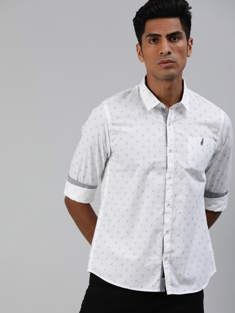 

Zalza Men White & Grey Regular Fit Printed Casual Shirt
