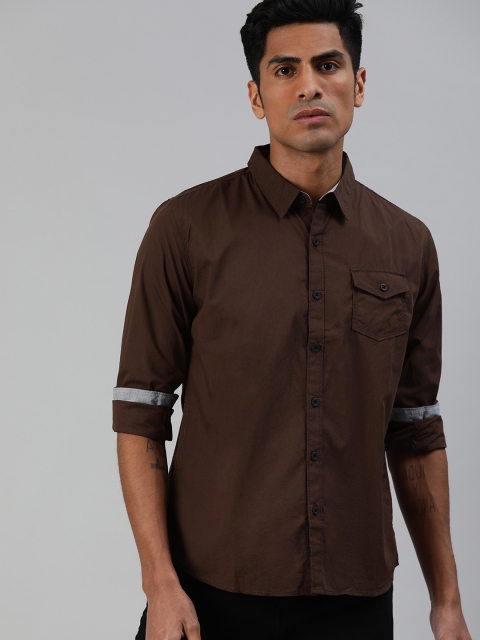 

Zalza Men Brown Regular Fit Solid Casual Shirt