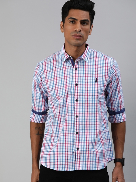 

Zalza Men White & Blue Regular Fit Checked Casual Shirt