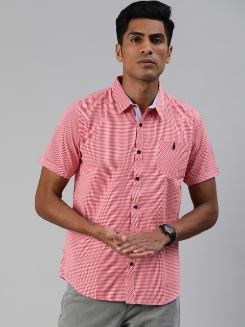 

Zalza Men Red & White Regular Fit Checked Casual Shirt