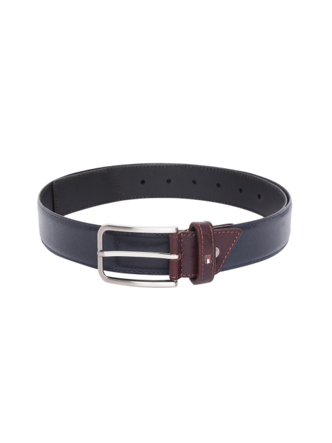 

Tommy Hilfiger Men Navy Blue and Wine Red Solid Reversible Leather Belt, Multi