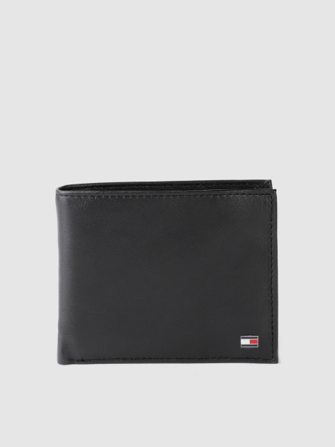 

Tommy Hilfiger Men Black & Red Solid Leather Two Fold Wallet