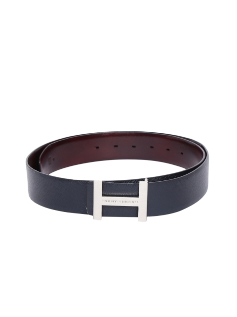 

Tommy Hilfiger Men Navy Blue & Burgundy Solid Reversible Leather Belt