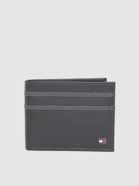 

Tommy Hilfiger Men Grey Solid Genuine Leather Two Fold Wallet