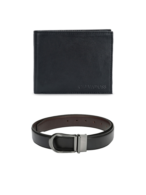 

Calvadoss Men Black Premium Belt & Wallet Gift Set