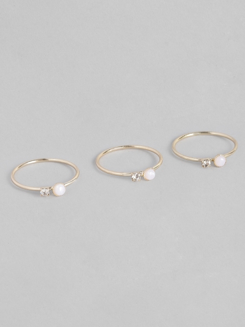 

Accessorize Women Set of 3 Gold-Toned Opal Studded Finger Rings