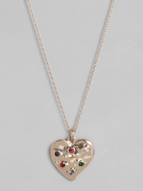 

Accessorize Gold-Toned Heart-Shaped Pendant With Chain